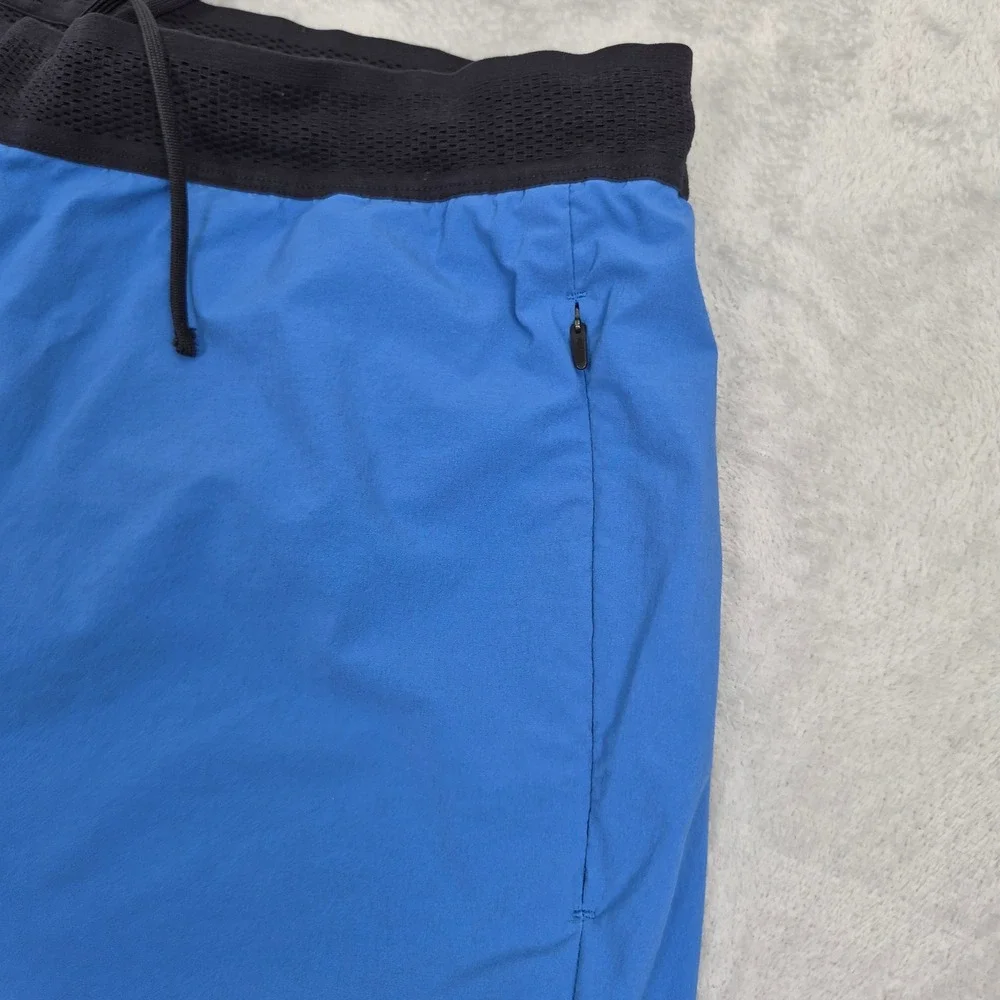 NOBULL Mens L Performance Training Athletic Gym Shorts Blue Black 7in Inseam - Picture 3 of 9
